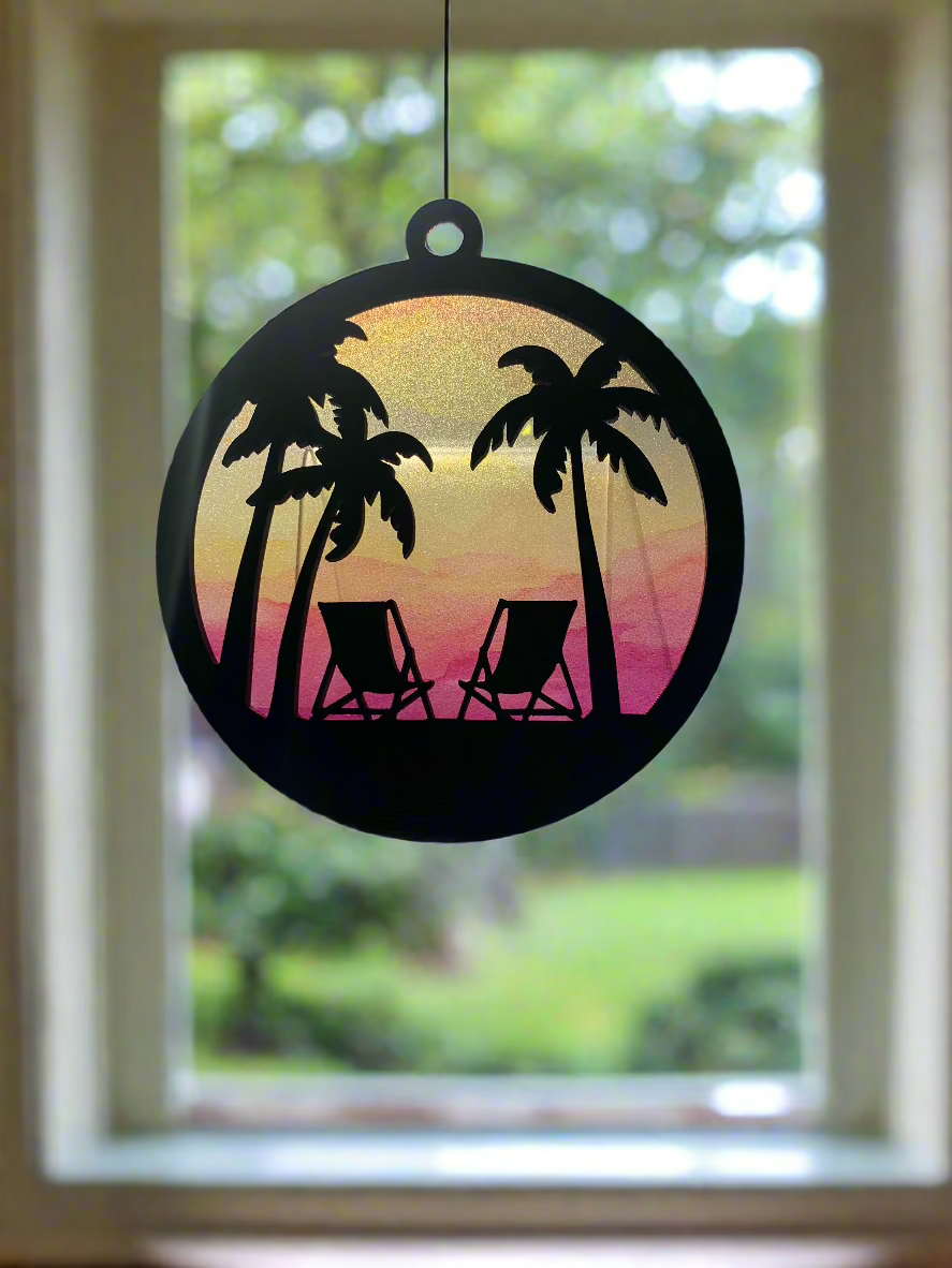 Handcrafted Wood and Acrylic Tropical Suncatcher
