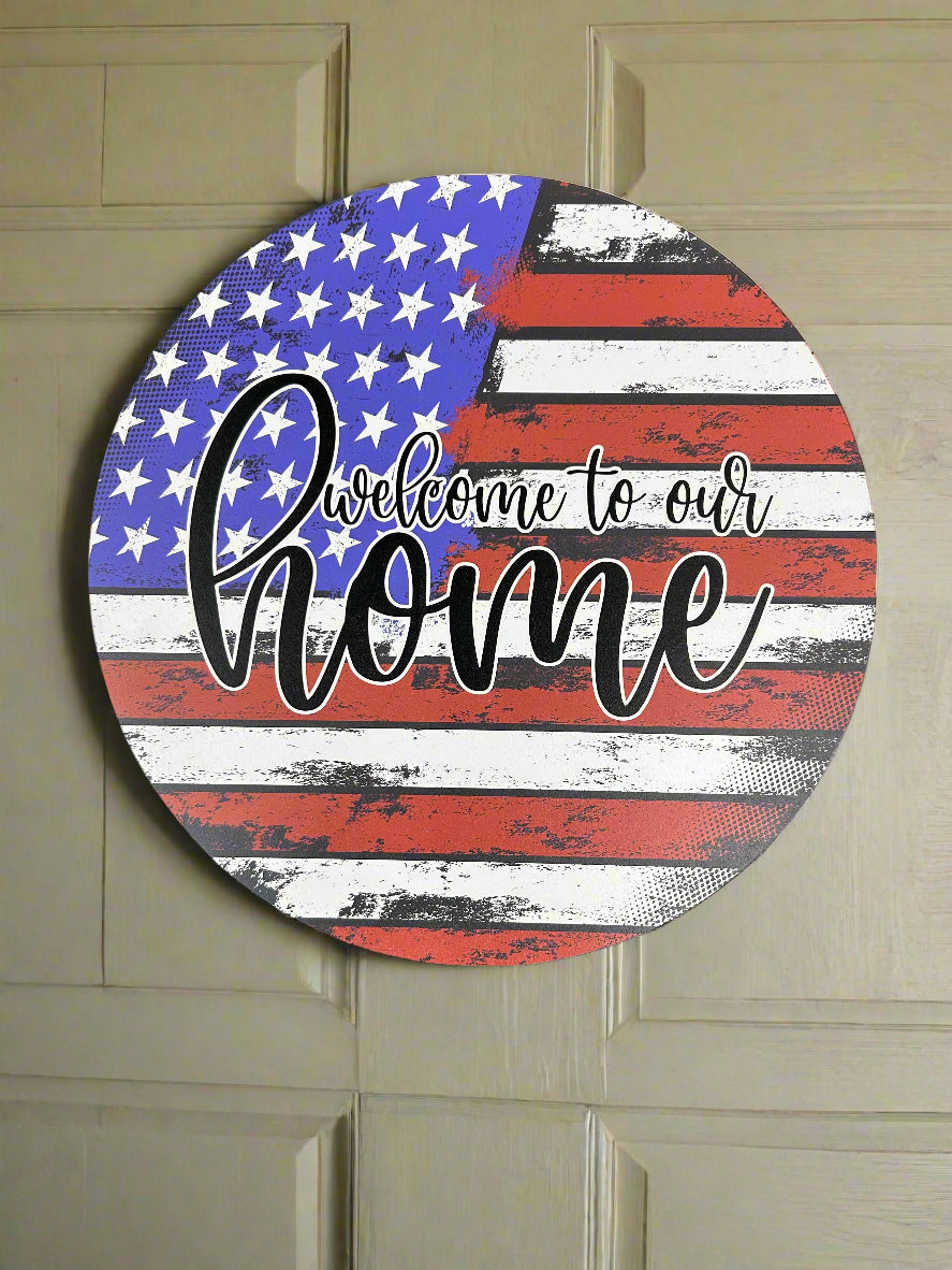 USA Flag Welcome Sign