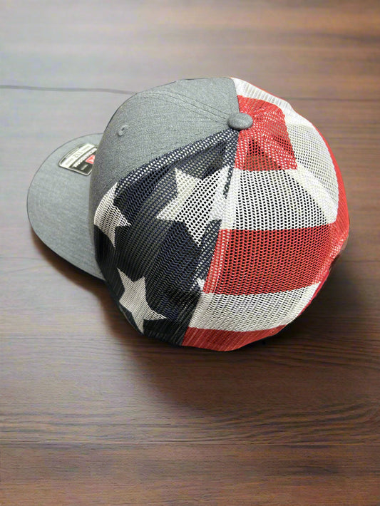 Customizable Richardson 112 Heather Grey/Flag Hat