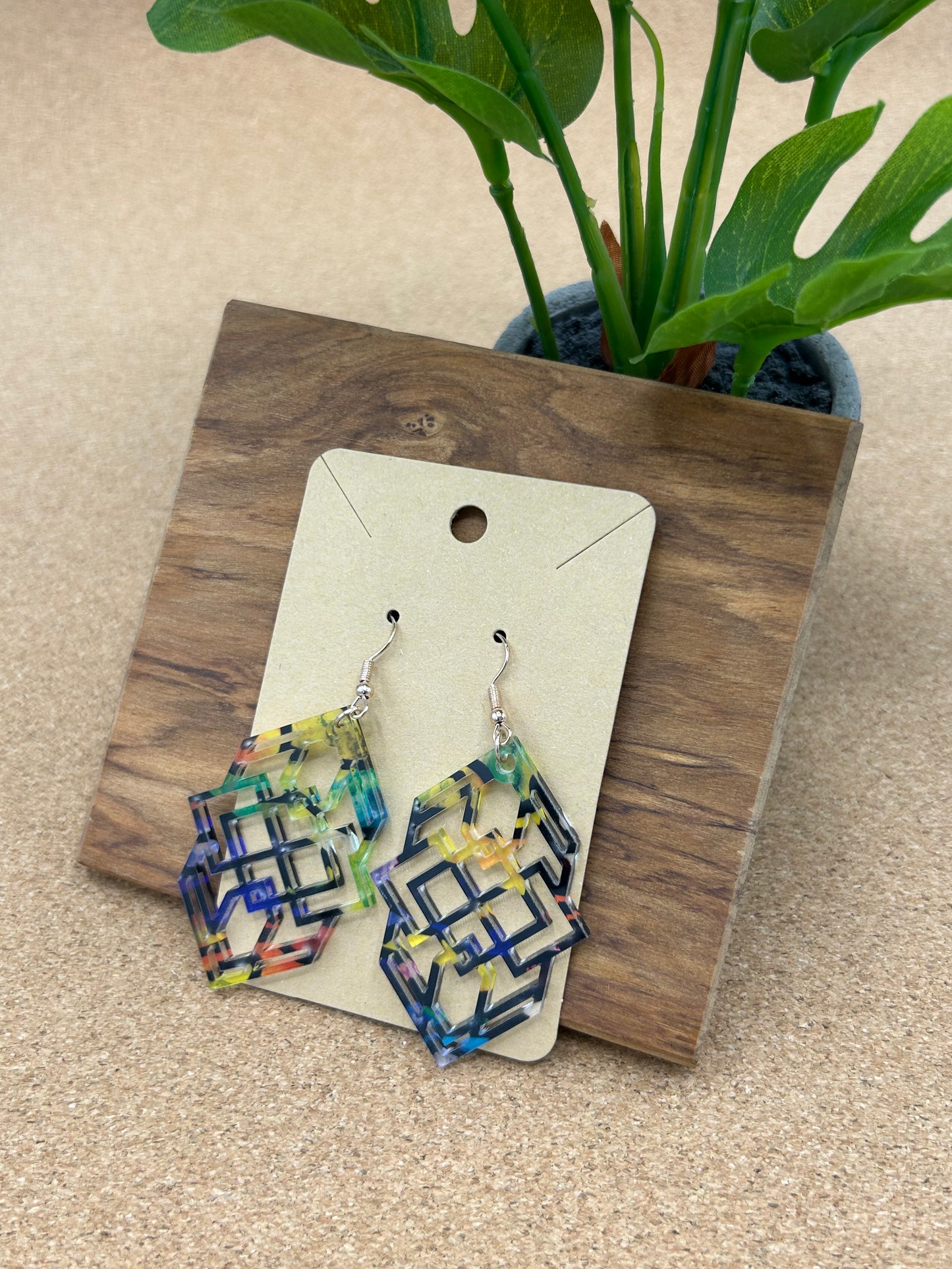 Hexagonal Tribal Earrings