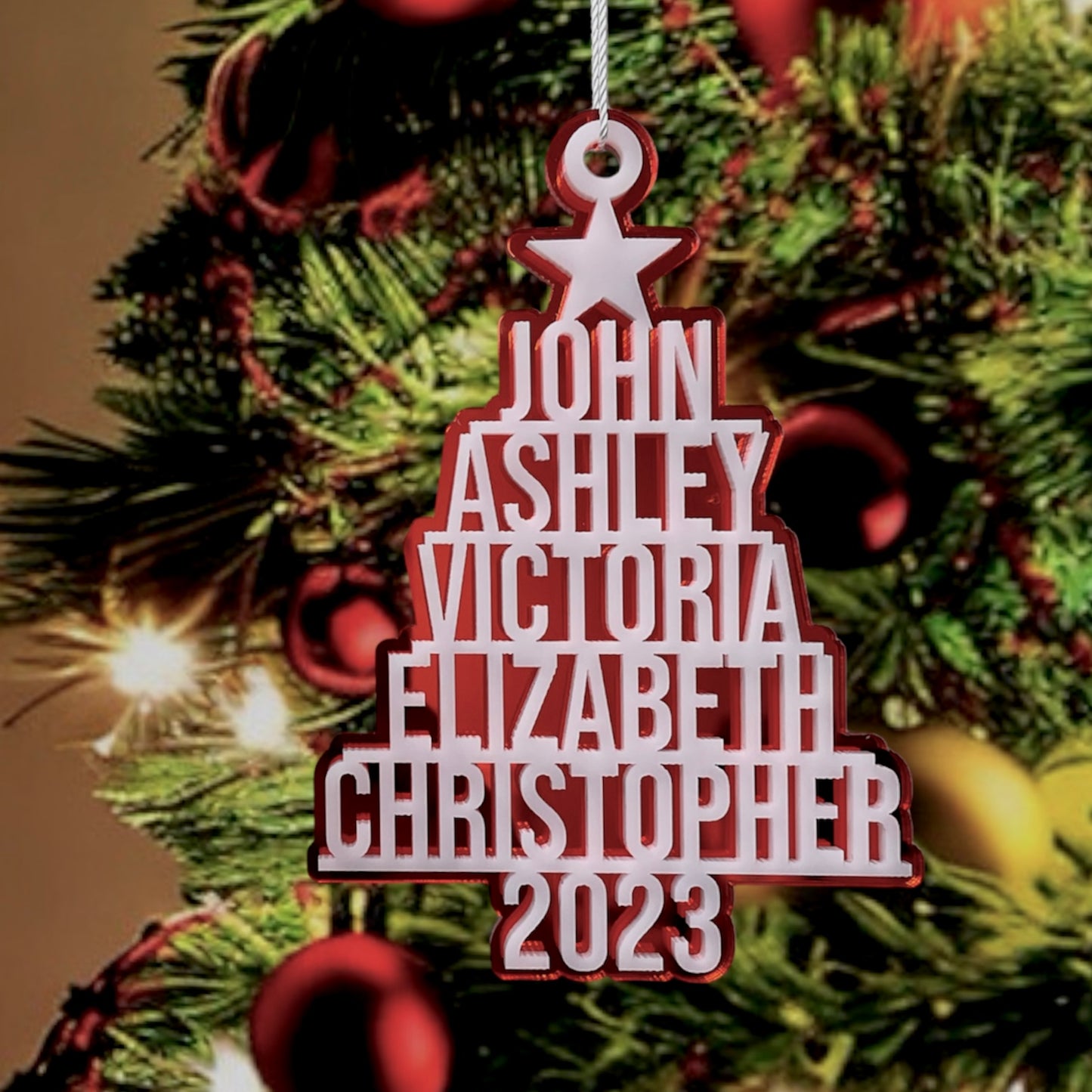 Customizable Family Tree Ornament with Names