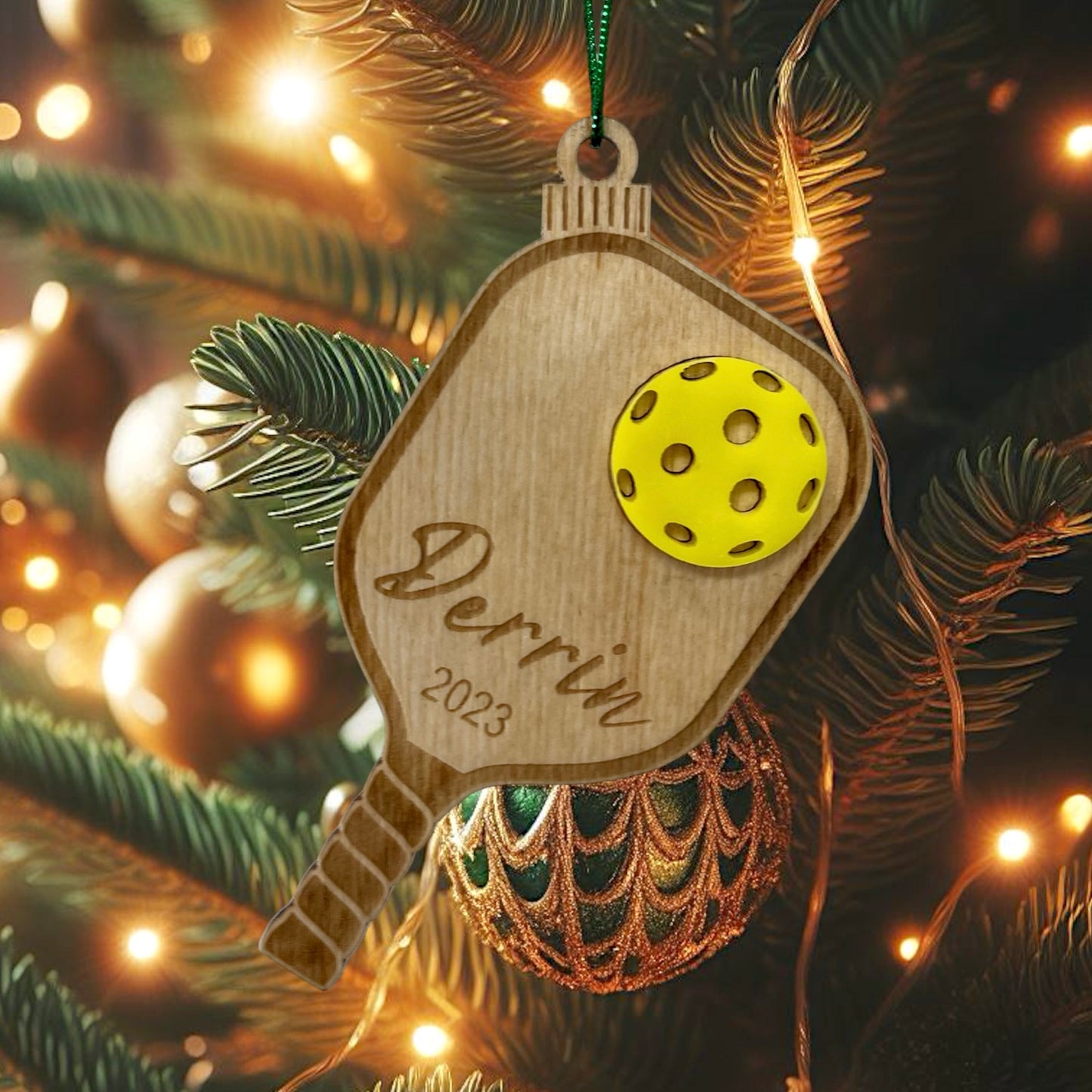 Customizable Pickleball Paddle Ornament with Year