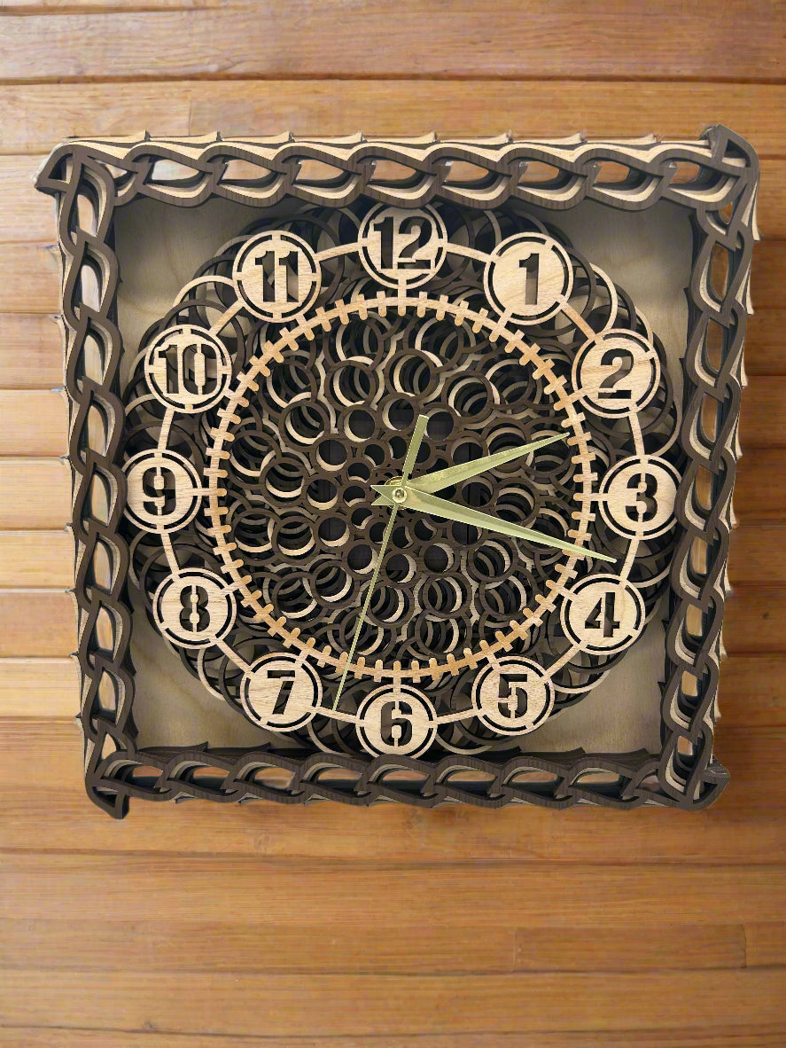 3D Wooden Clock