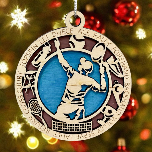 Male Tennis Player Ornament with Terms