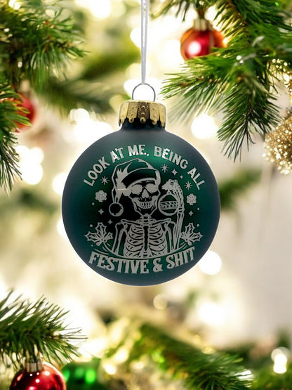 Glass Christmas Ornaments - The Naughty List