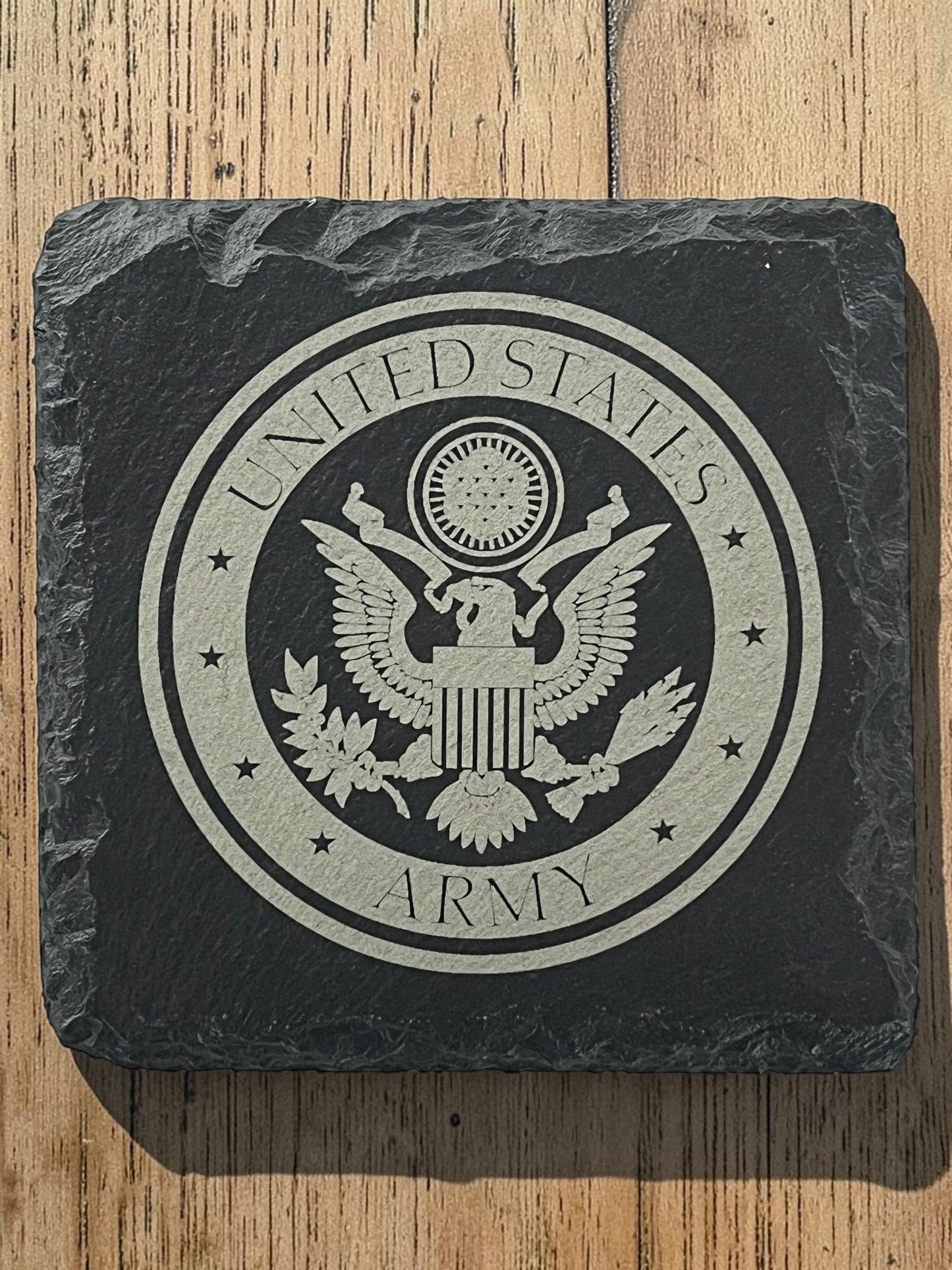 Engraved Slate Coaster - Military Theme