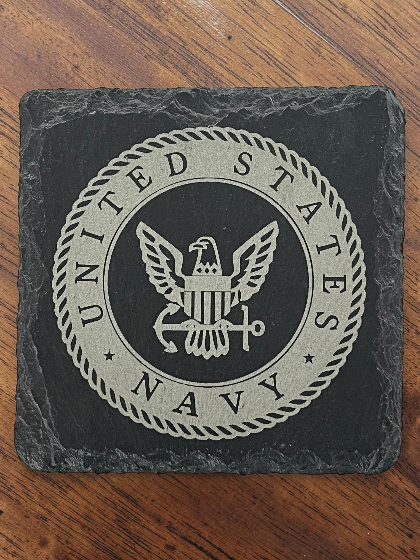 Engraved Slate Coaster - Military Theme