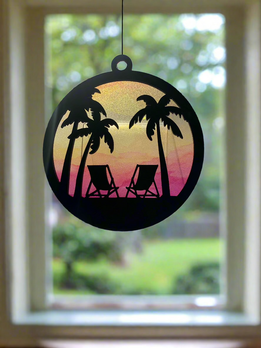Handcrafted Wood and Acrylic Tropical Suncatcher