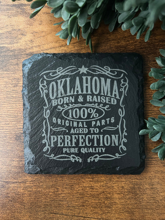 Oklahoma Born & Raised Slate Coaster