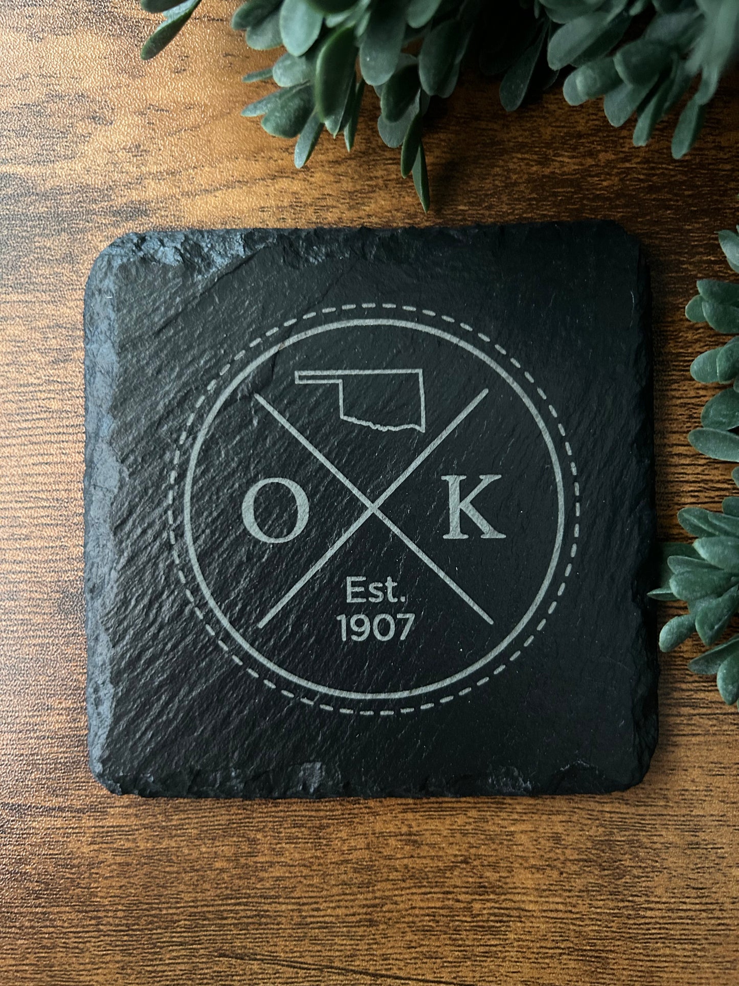 Oklahoma Est. 1907 Slate Coaster