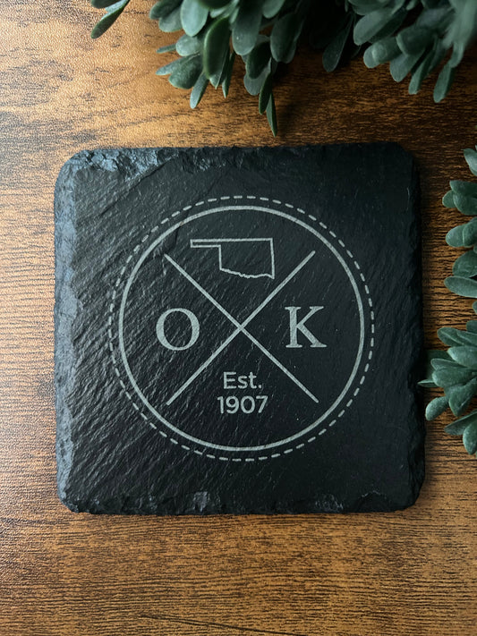 Oklahoma Est. 1907 Slate Coaster