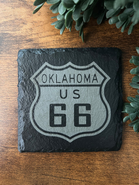 Oklahoma US 66 Slate Coaster