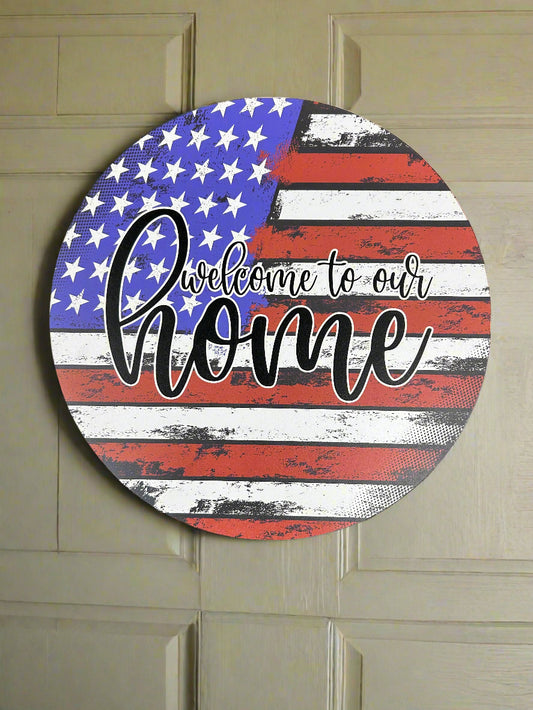 USA Flag Welcome Sign