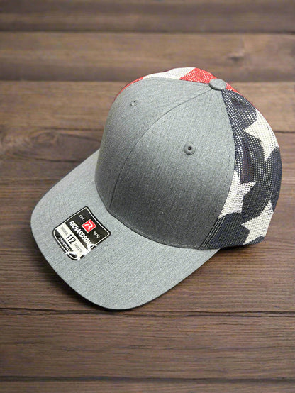Customizable Richardson 112 Heather Grey/Flag Hat