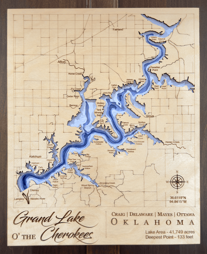 Custom 3D Lake Wall Art | Personalized Lake Maps