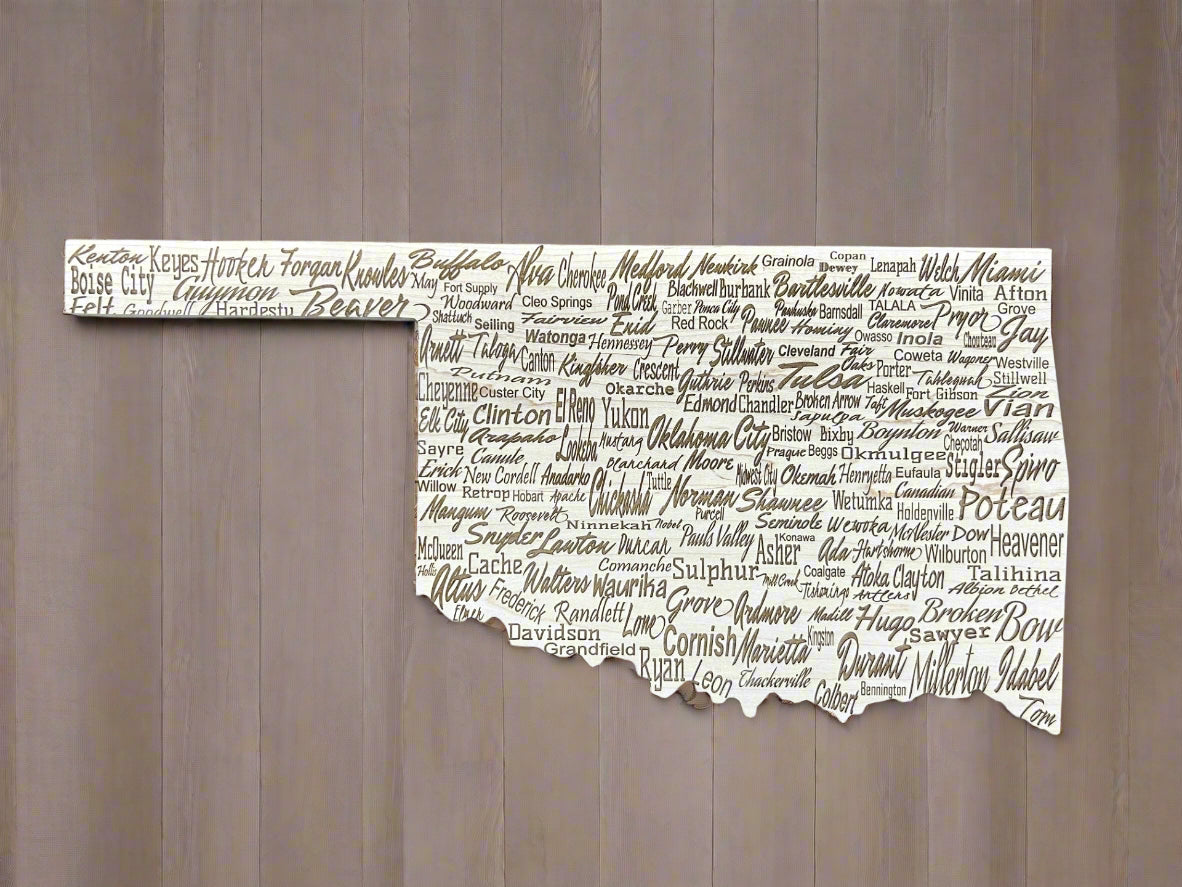 Engraved Oklahoma City Names Wall Art
