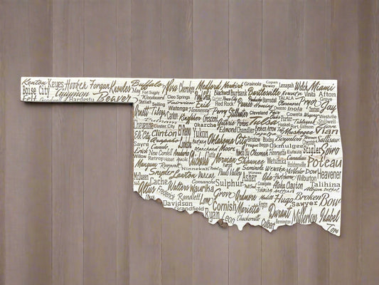 Engraved Oklahoma City Names Wall Art